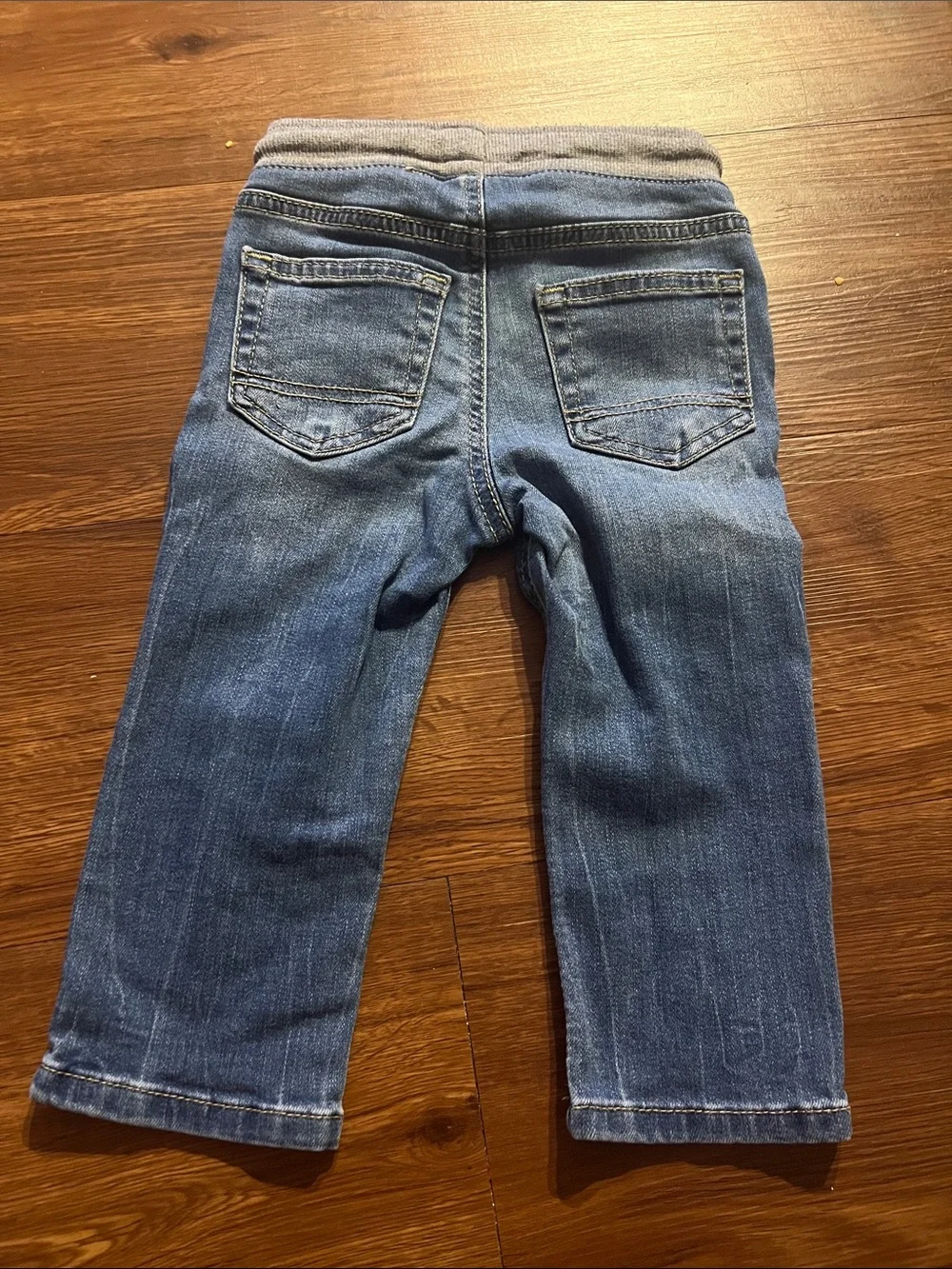 Toddler boys Blue Knit-Waist Denim Jogger Pants